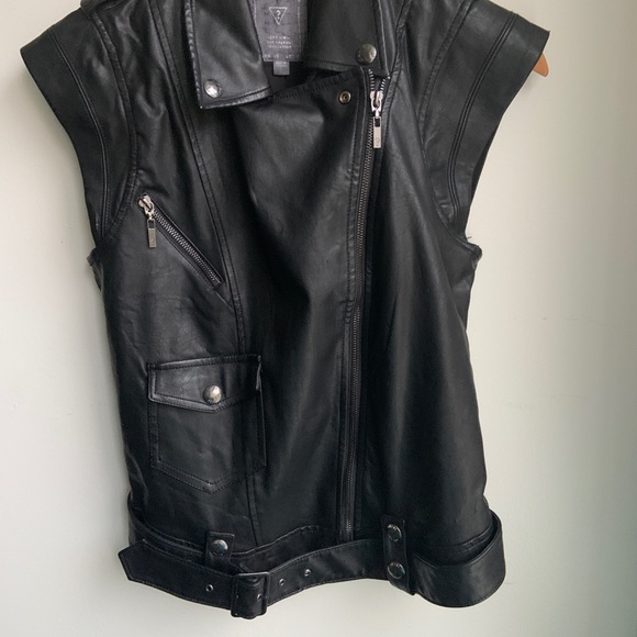 GUESS SLEEVLESS FAUX LEATHER JACKET - Picture 3 of 10